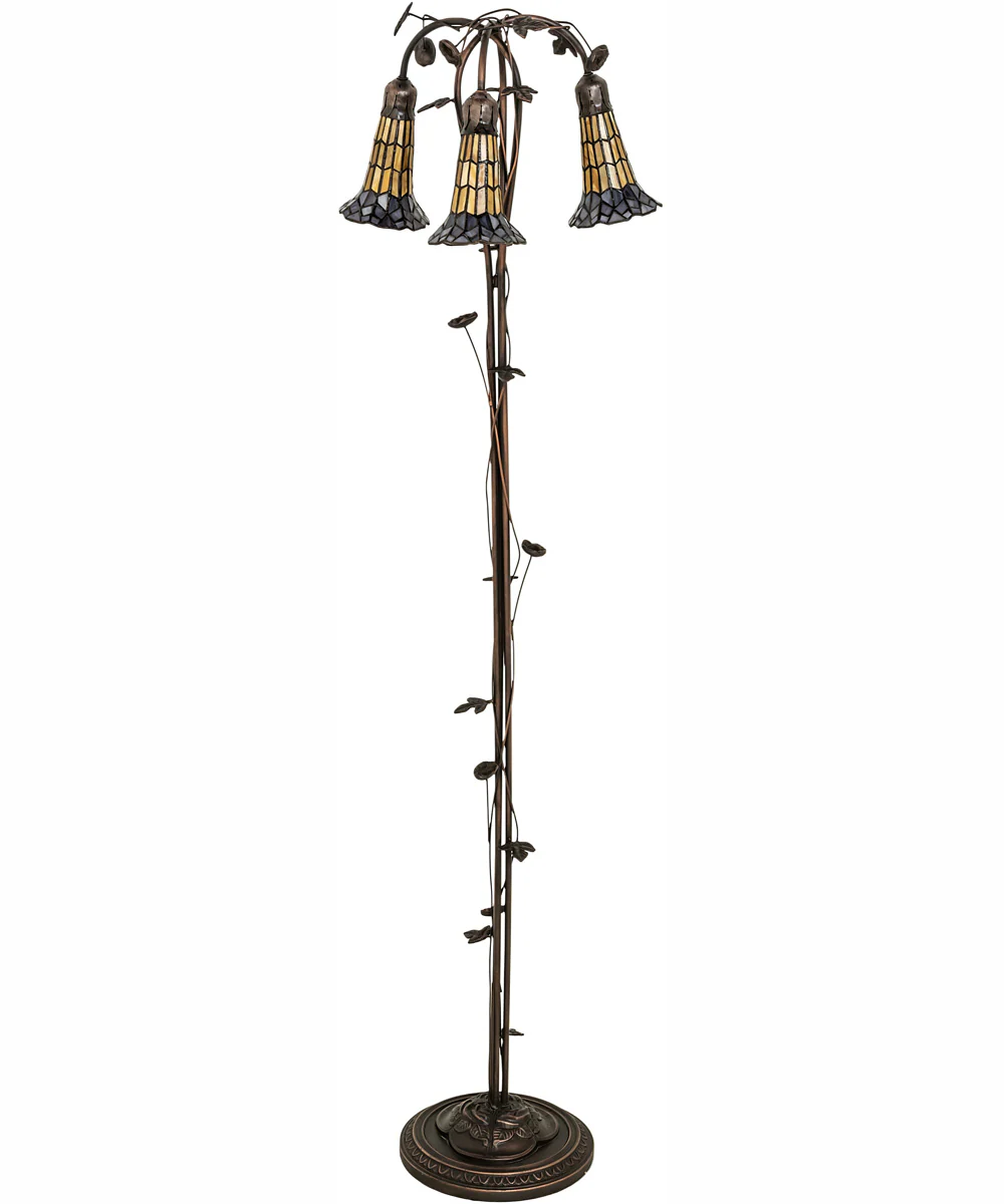 58" High Stained Glass Pond Lily 3 Light Floor Lamp - Image 3