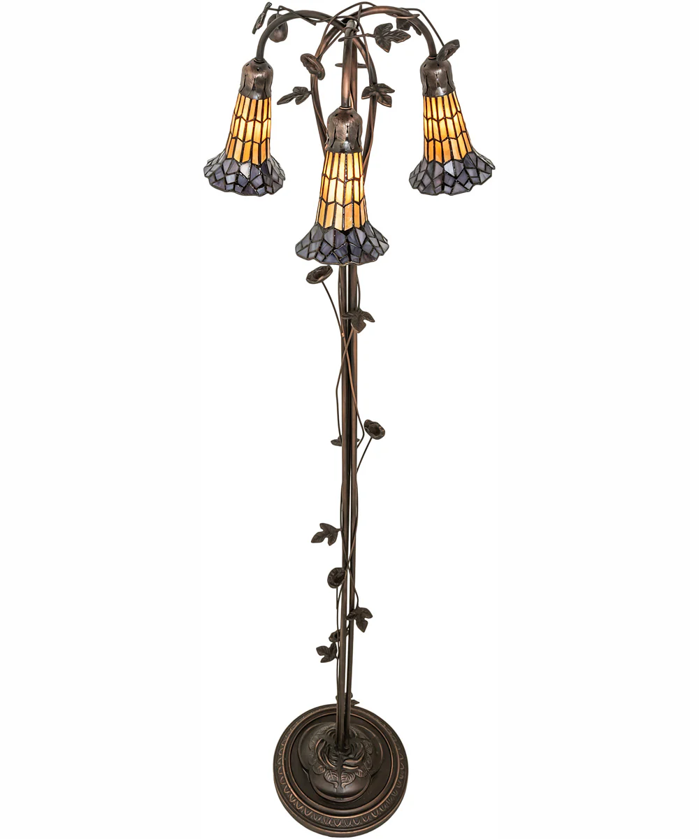58" High Stained Glass Pond Lily 3 Light Floor Lamp - Image 4