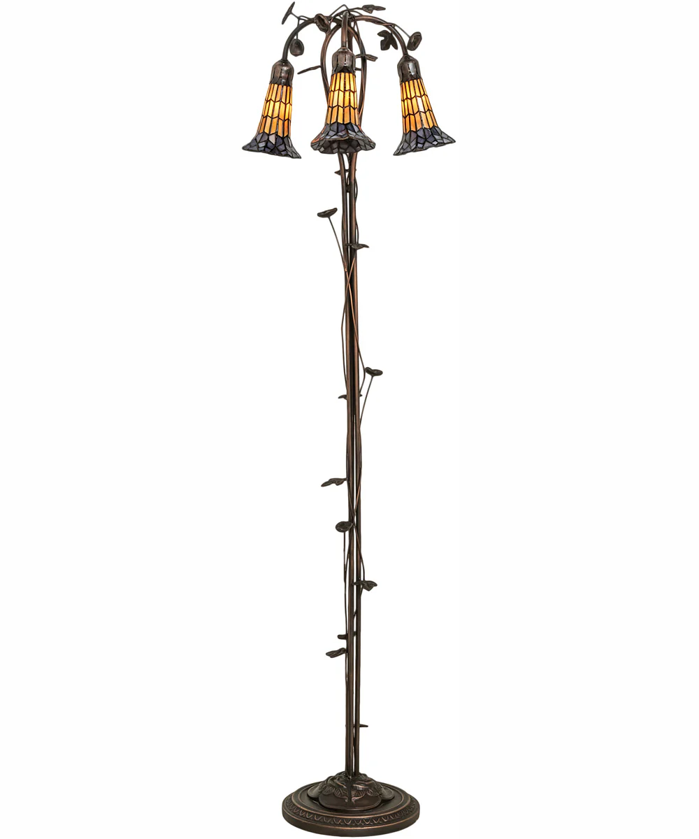 58" High Stained Glass Pond Lily 3 Light Floor Lamp - Image 5