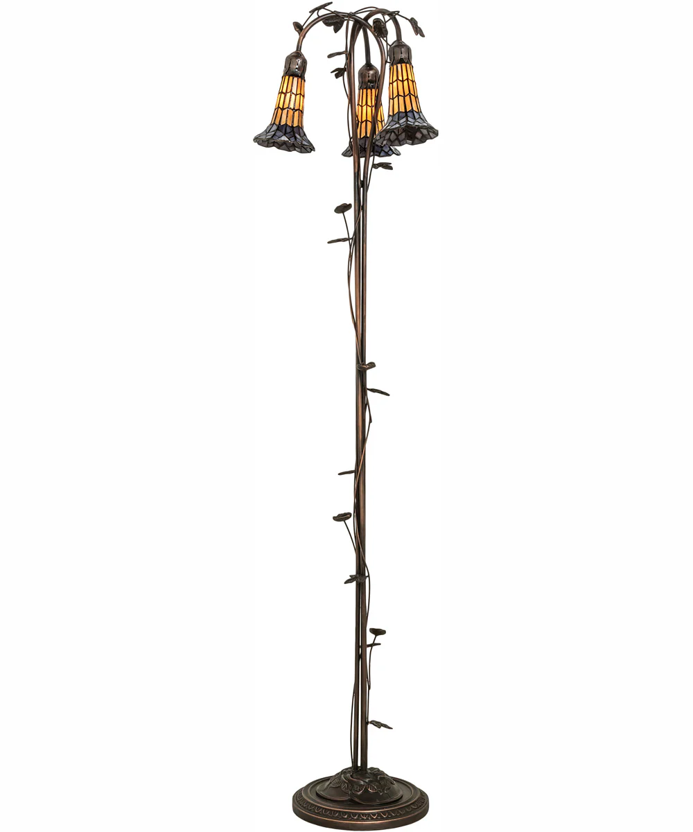 58" High Stained Glass Pond Lily 3 Light Floor Lamp - Image 7