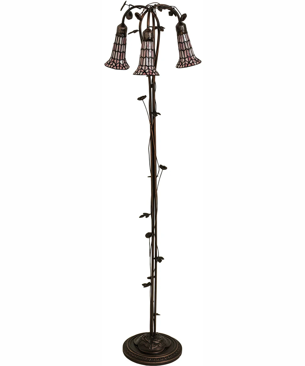 58" High Stained Glass Pond Lily 3 Light Floor Lamp - Image 3