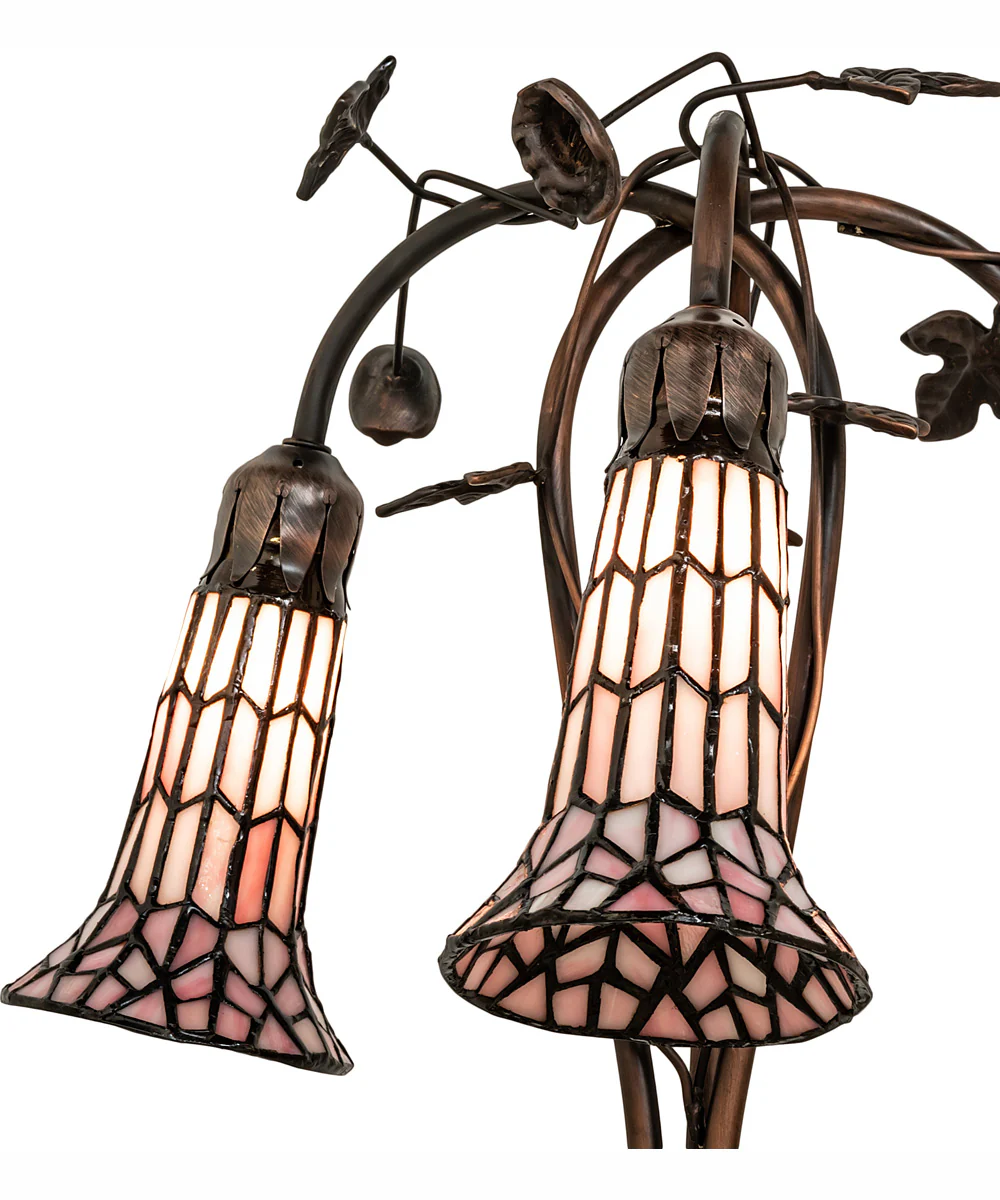 58" High Stained Glass Pond Lily 3 Light Floor Lamp - Image 4