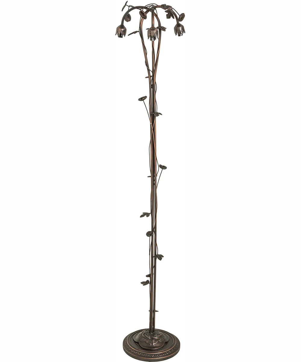 58" High Stained Glass Pond Lily 3 Light Floor Lamp - Image 6