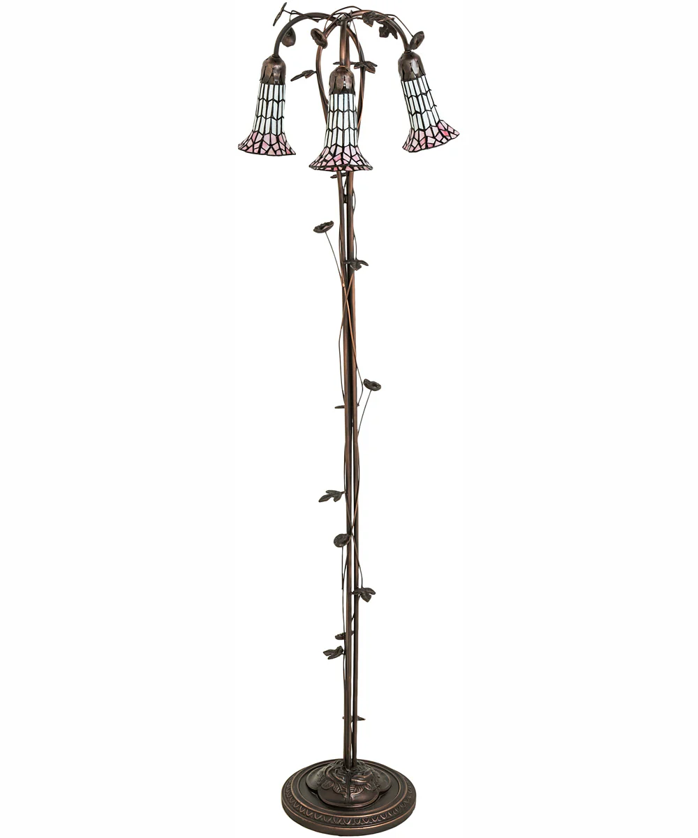 58" High Stained Glass Pond Lily 3 Light Floor Lamp - Image 3