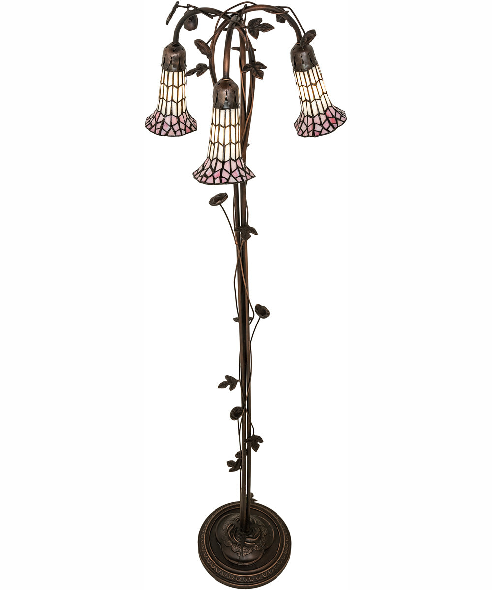 58" High Stained Glass Pond Lily 3 Light Floor Lamp - Image 4