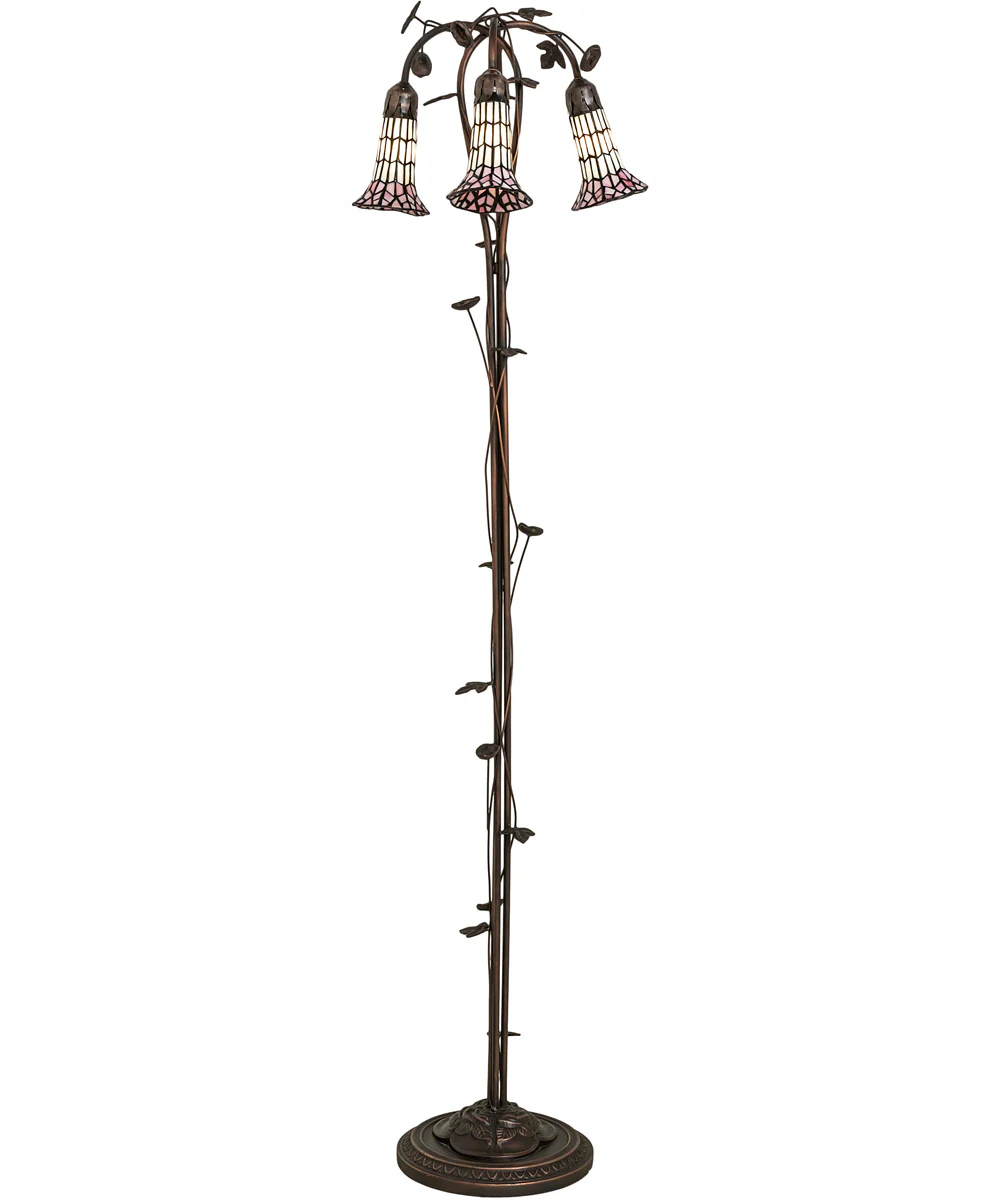 58" High Stained Glass Pond Lily 3 Light Floor Lamp - Image 5