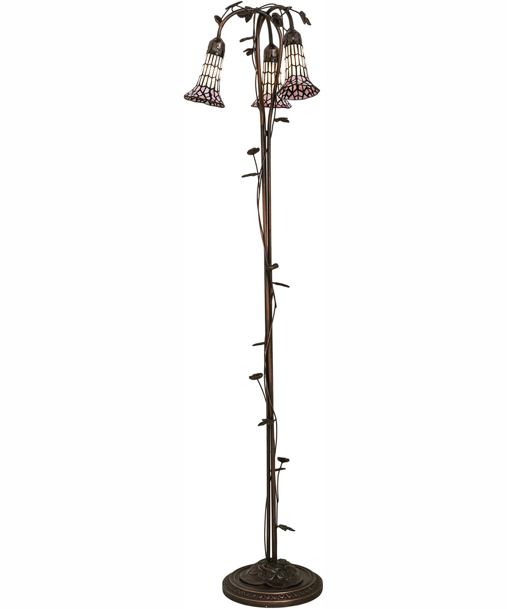 58" High Stained Glass Pond Lily 3 Light Floor Lamp - Image 7