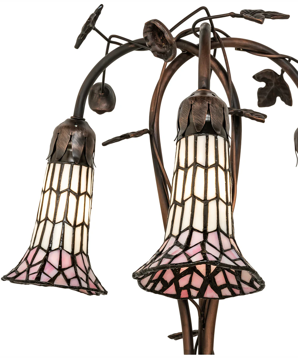 58" High Stained Glass Pond Lily 3 Light Floor Lamp - Image 8