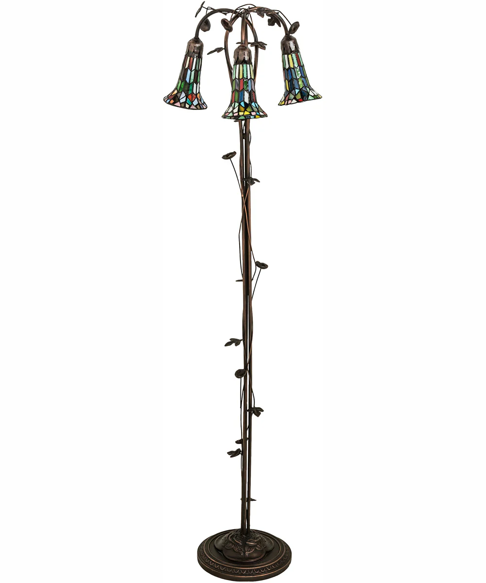 58" High Stained Glass Pond Lily 3 Light Floor Lamp - Image 3