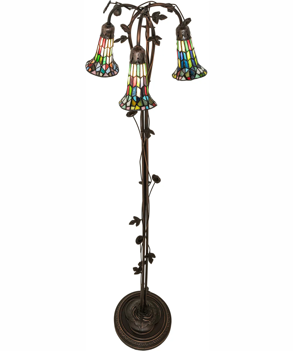 58" High Stained Glass Pond Lily 3 Light Floor Lamp - Image 4