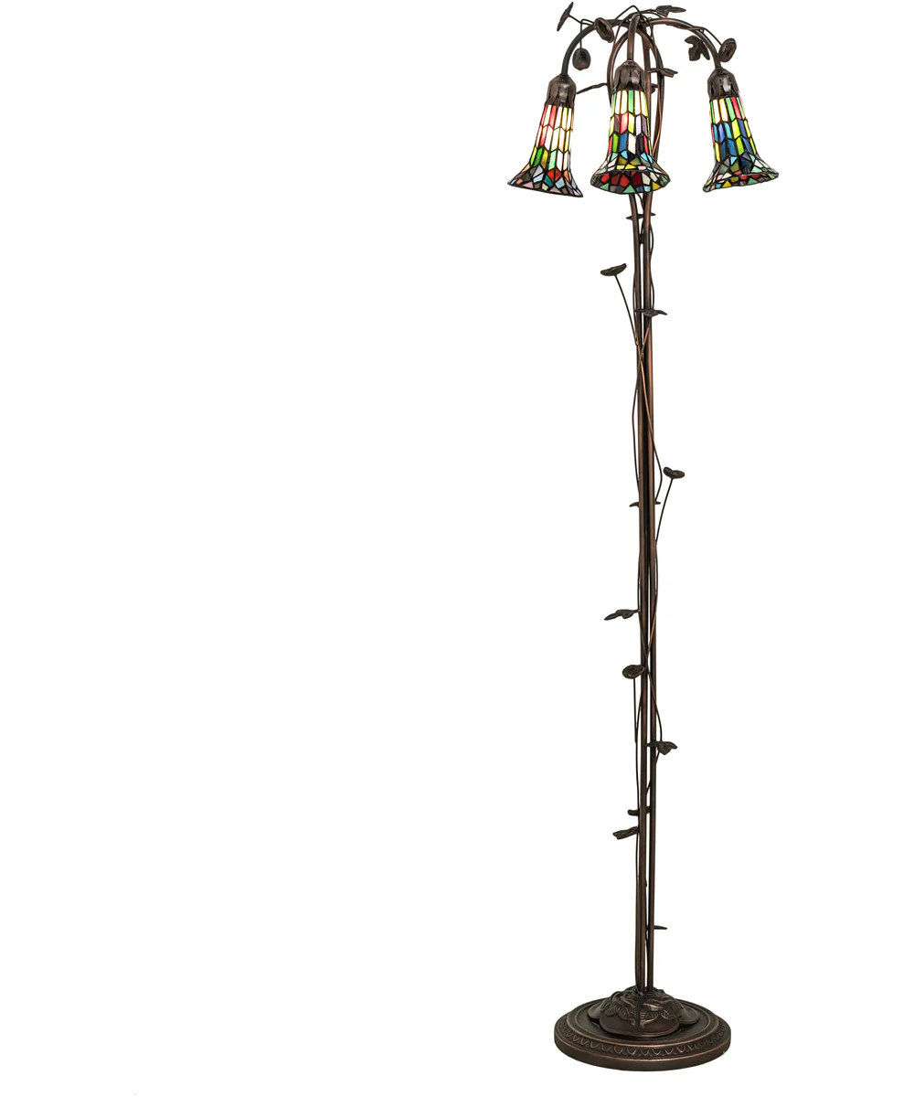 58" High Stained Glass Pond Lily 3 Light Floor Lamp - Image 5