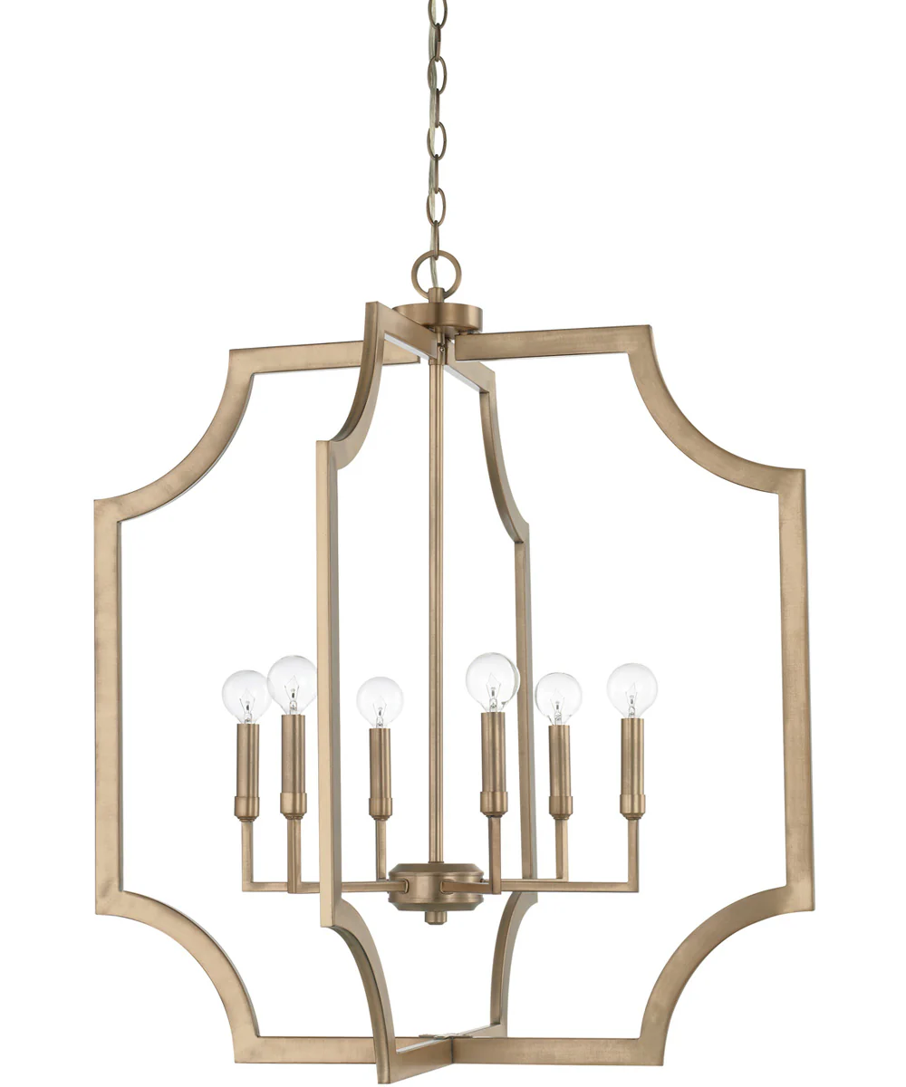 6-Light Foyer In Aged Brass