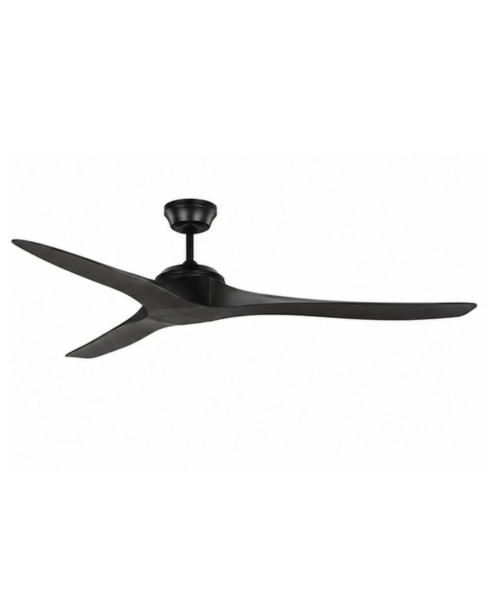 60" Edge Coastal 3-Blade Indoor/Outdoor Ceiling Fan Midnight Black Finish with Remote