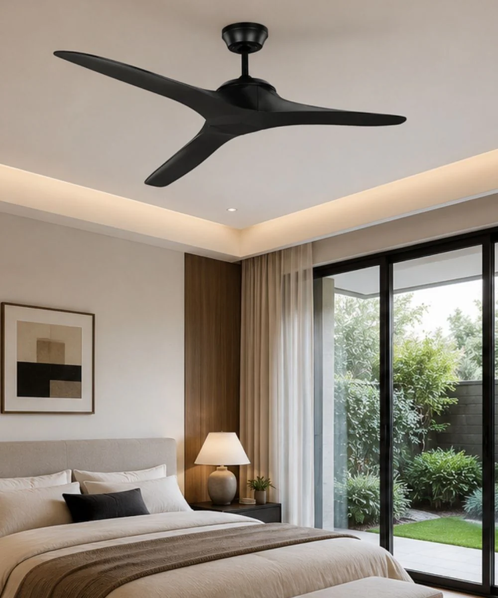 60" Edge Coastal 3-Blade Indoor/Outdoor Ceiling Fan Midnight Black Finish with Remote - Image 5