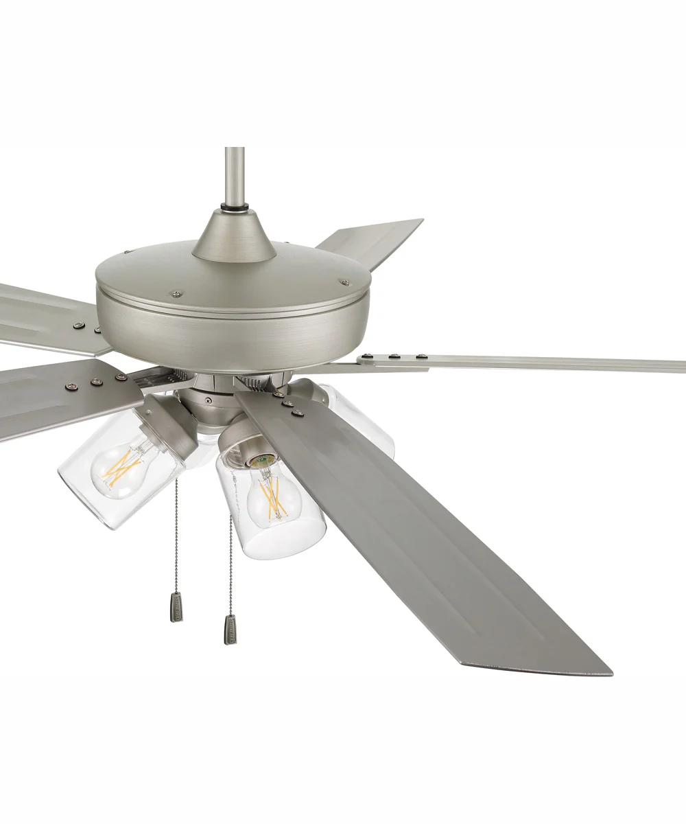 60" Outdoor Super Pro 104 4-Light Indoor/Outdoor Ceiling Fan Painted Nickel - Image 4