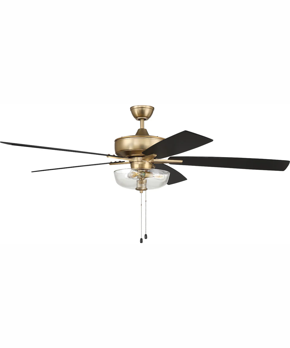 60" Super Pro 101 Clear 3-Light Ceiling Fan Satin Brass - Image 2