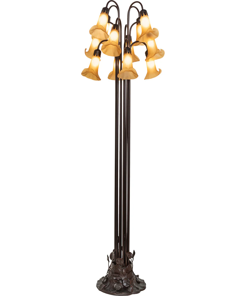 63" High Amber Tiffany Pond Lily 12 Light Floor Lamp