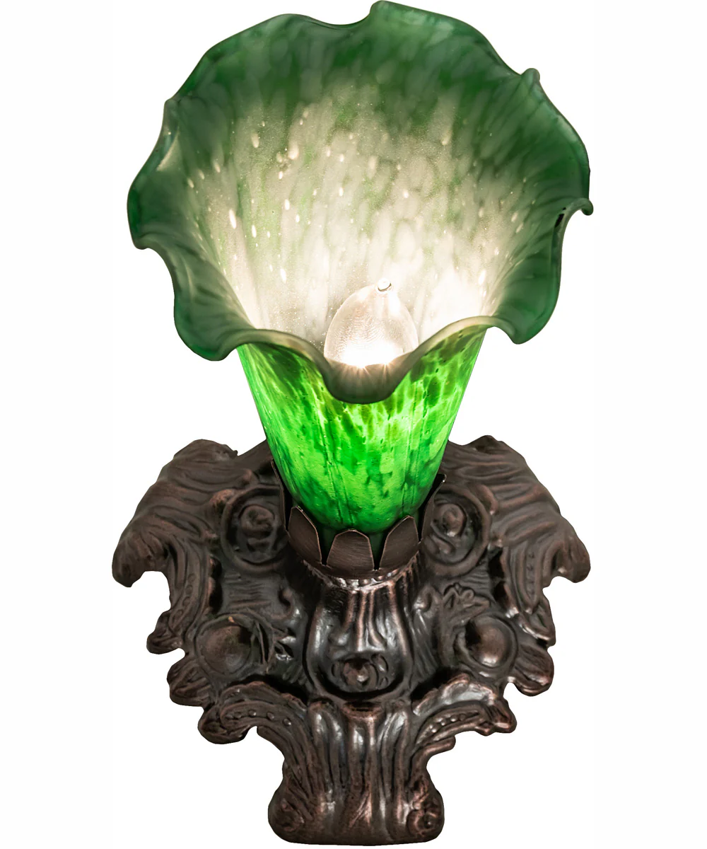 7" High Green Tiffany Pond Lily Victorian Mini Lamp - Image 4