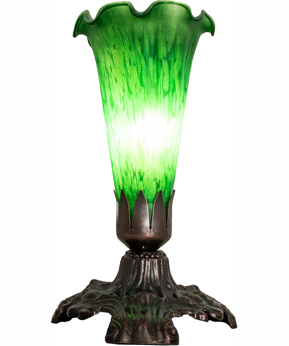 7" High Green Tiffany Pond Lily Victorian Mini Lamp - Image 5