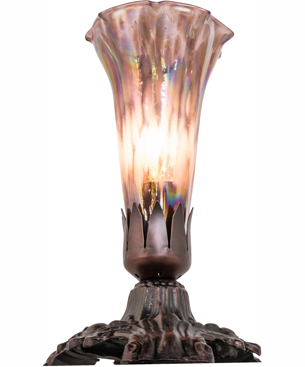 7" High Purple Iridescent Tiffany Pond Lily Mini Lamp - Image 6