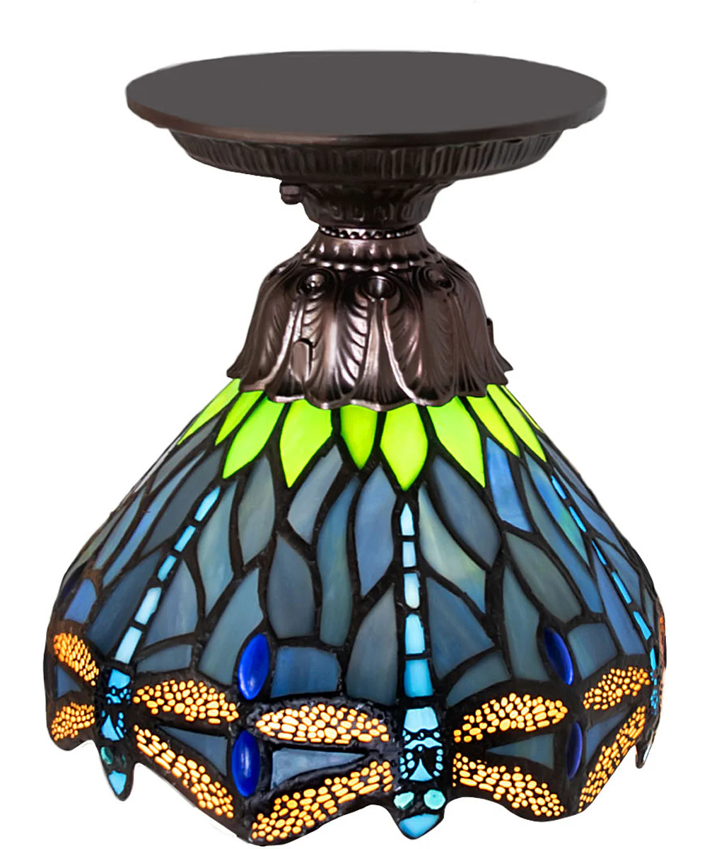 7" Wide Tiffany Hanginghead Dragonfly Flushmount Ceiling Light - Image 3