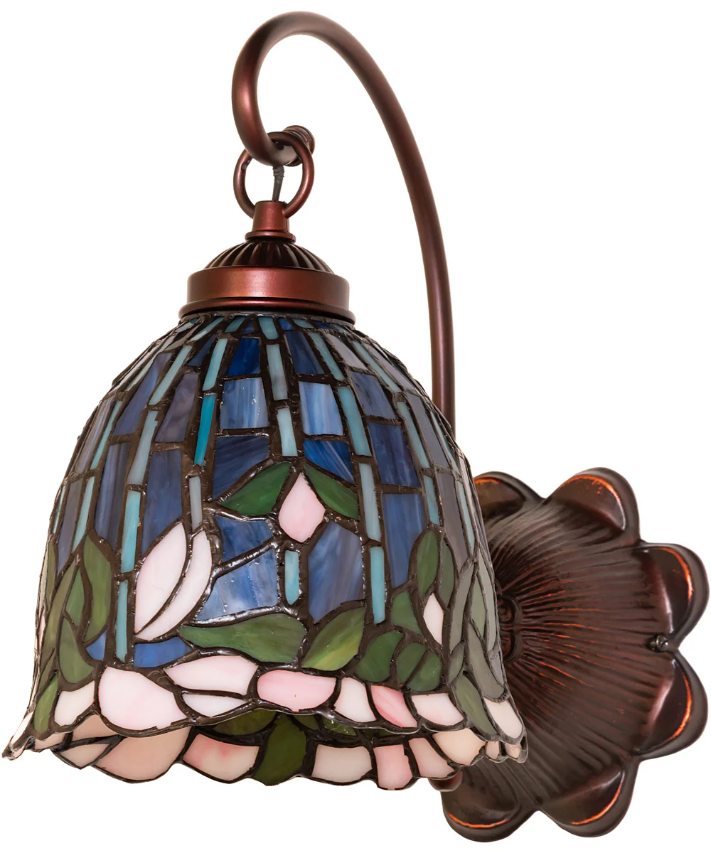 7" Wide Tiffany Flowering Lotus Wall Sconce - Image 2