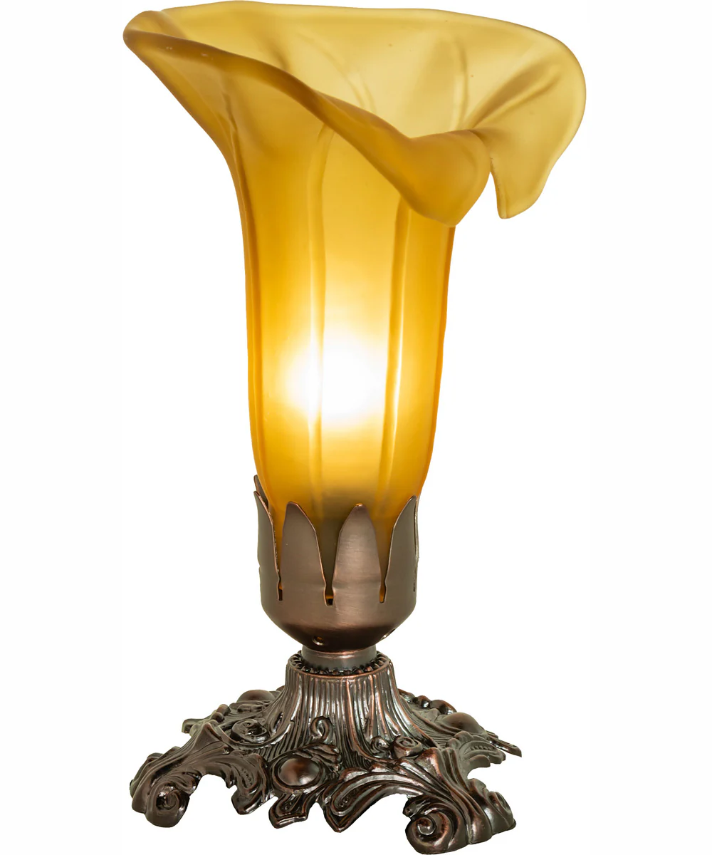 8" High Amber Tiffany Pond Lily Victorian Accent Lamp - Image 2