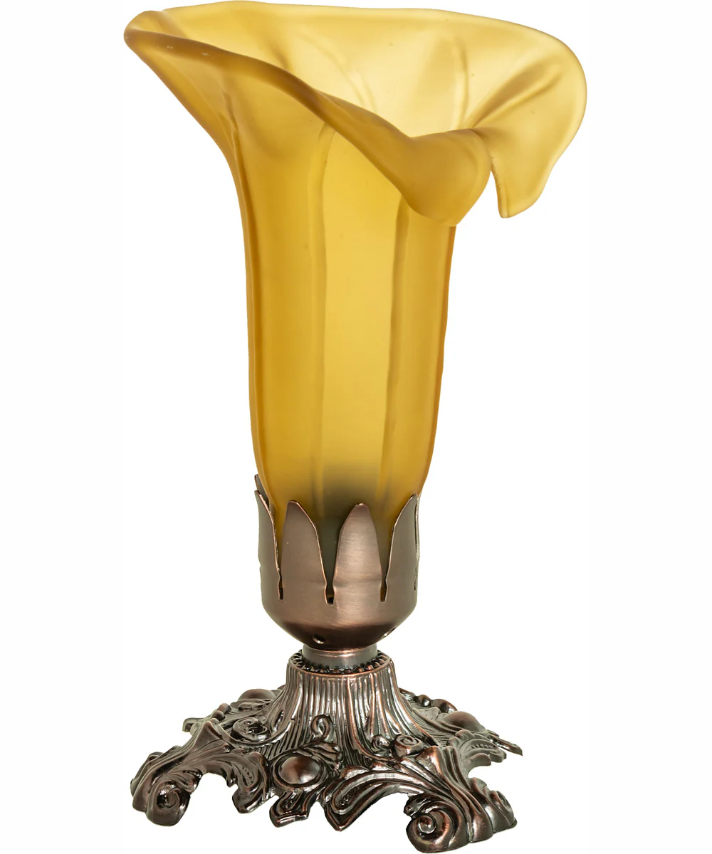 8" High Amber Tiffany Pond Lily Victorian Accent Lamp - Image 3