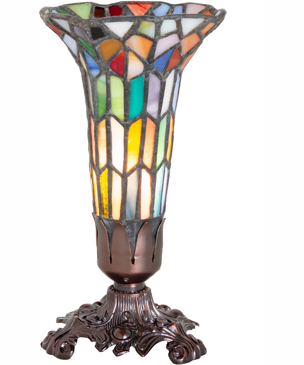 8" High Stained Glass Pond Lily Victorian Accent Lamp - Image 2