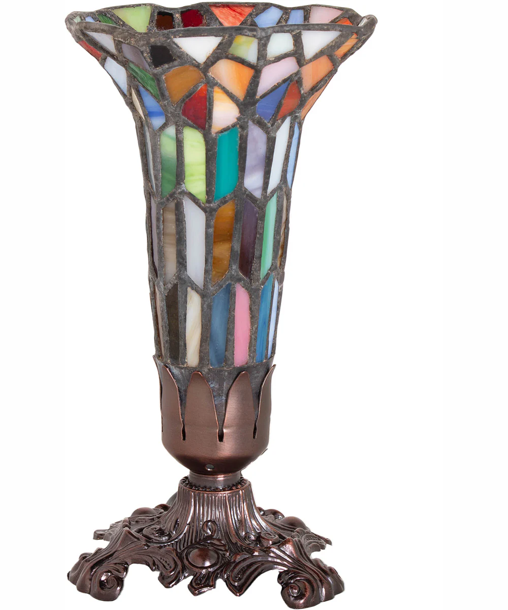 8" High Stained Glass Pond Lily Victorian Accent Lamp - Image 3