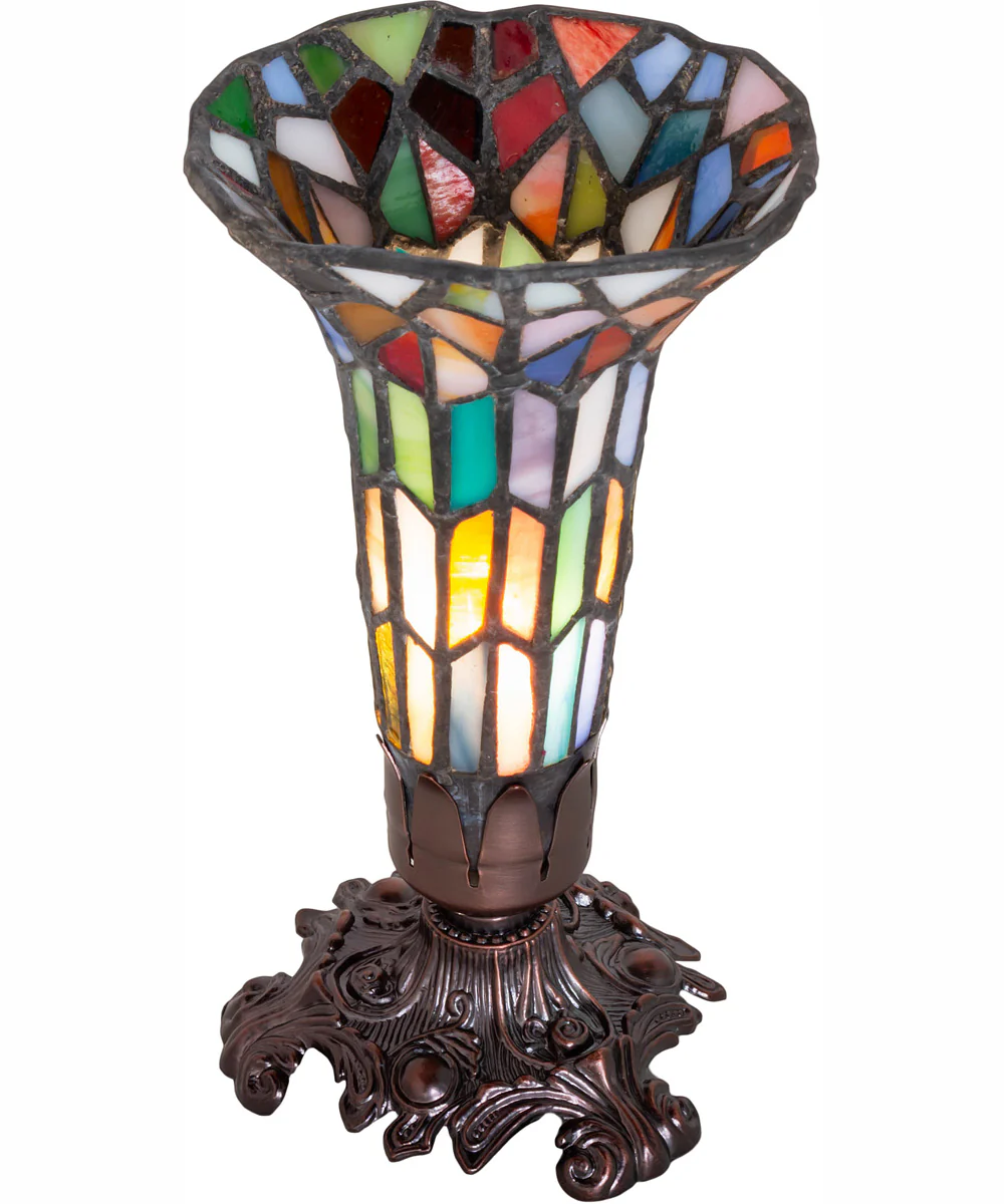 8" High Stained Glass Pond Lily Victorian Accent Lamp - Image 4