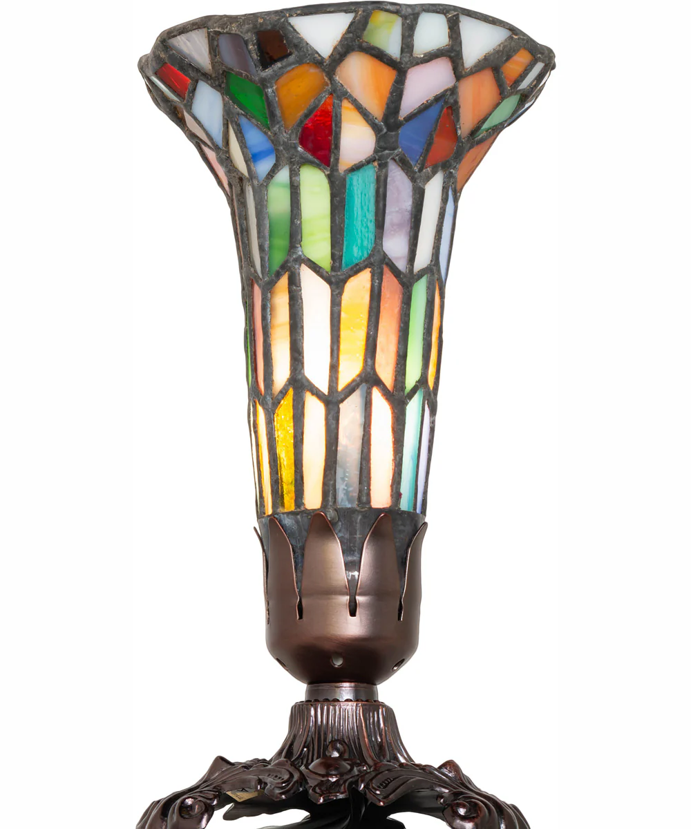 8" High Stained Glass Pond Lily Victorian Accent Lamp - Image 6