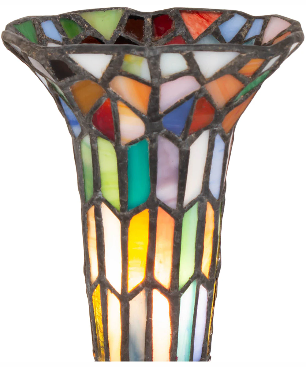 8" High Stained Glass Pond Lily Victorian Accent Lamp - Image 7
