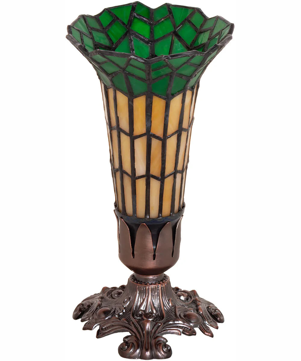 8" High Stained Glass Pond Lily Victorian Accent Lamp - Image 3