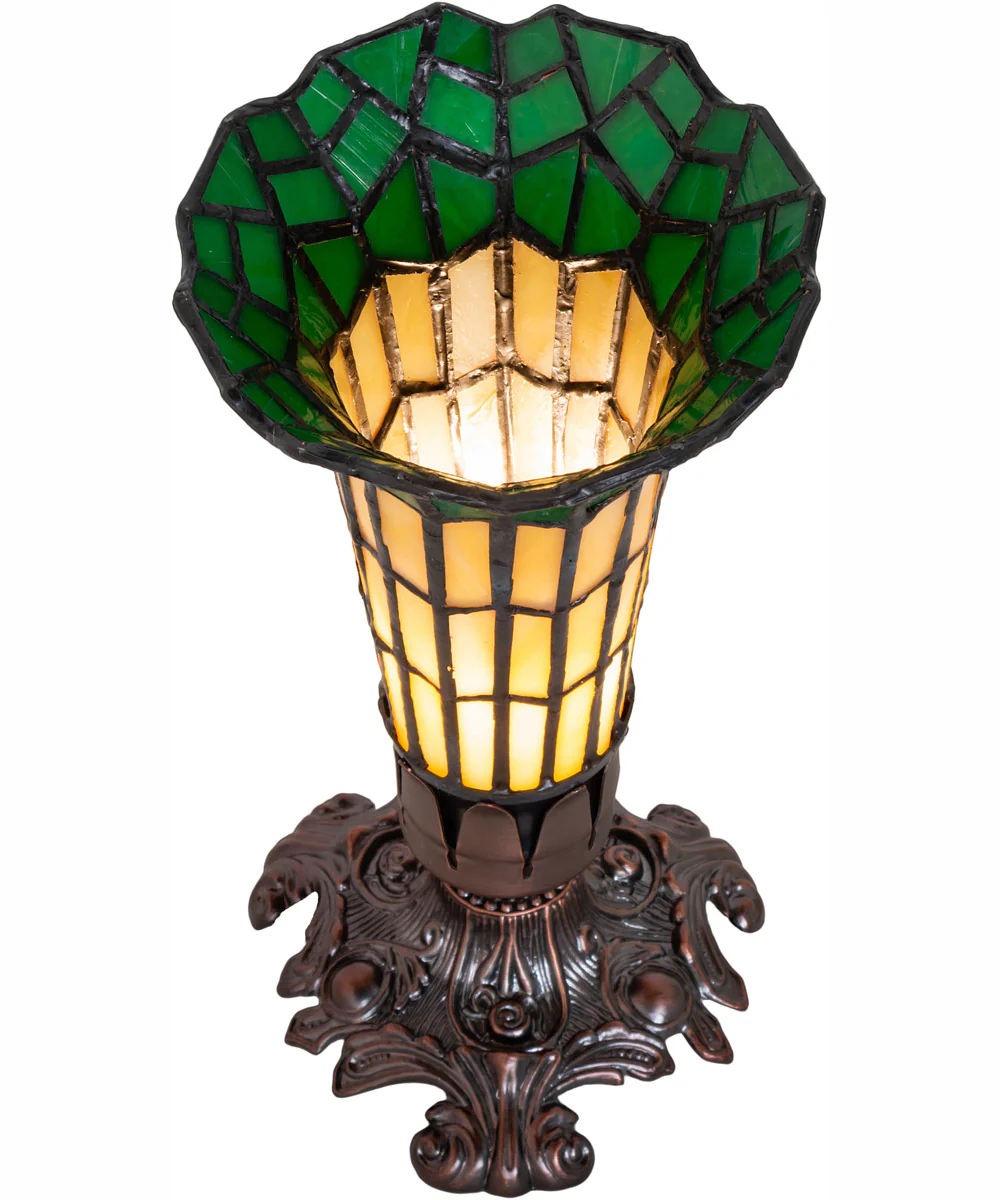 8" High Stained Glass Pond Lily Victorian Accent Lamp - Image 4