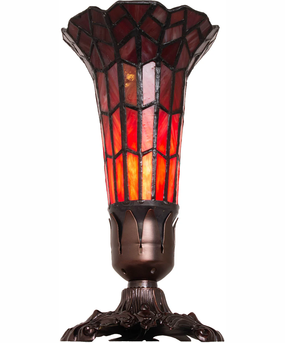 8" High Stained Glass Pond Lily Victorian Accent Lamp - Image 5