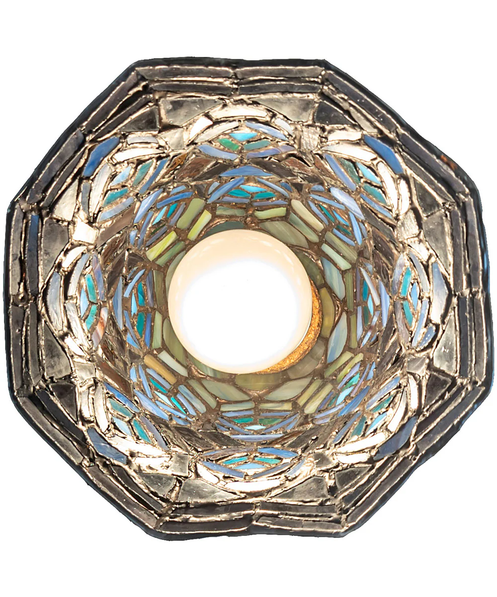 8" Wide Tiffany Peacock Feather Flushmount - Image 6