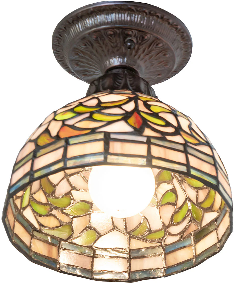 8" Wide Tiffany Turning Leaf Flushmount - Image 5