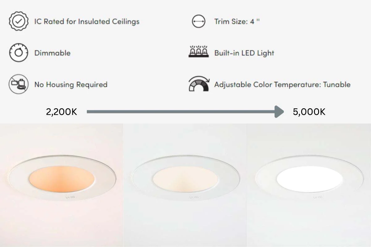 8 Pack - Brilli 4"W Color Tunable LED Canless Recessed Retrofit Downlight Flush Mount Light Fixture - Image 3