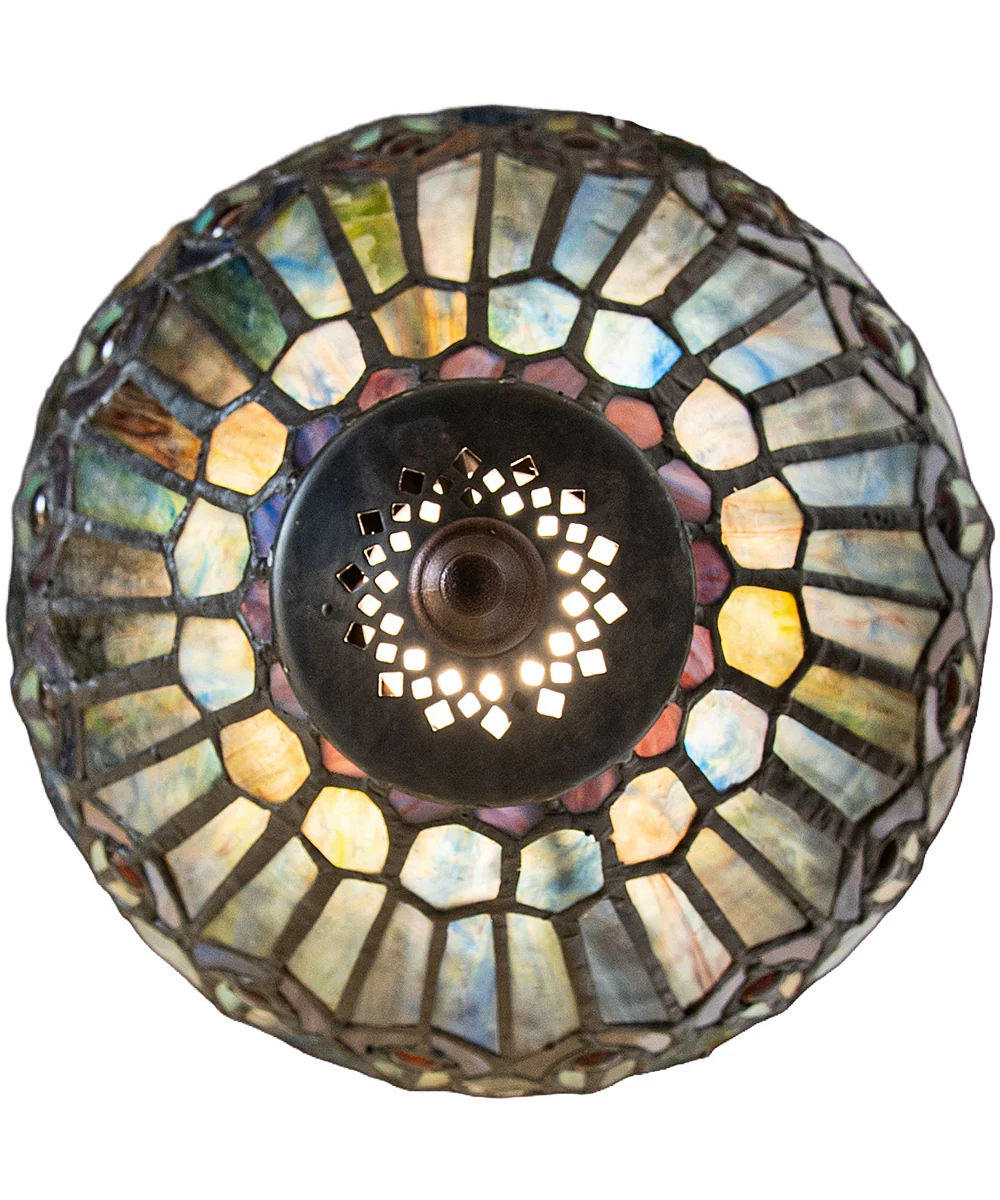 8" Wide Tiffany Jeweled Peacock Flush Mount - Image 6