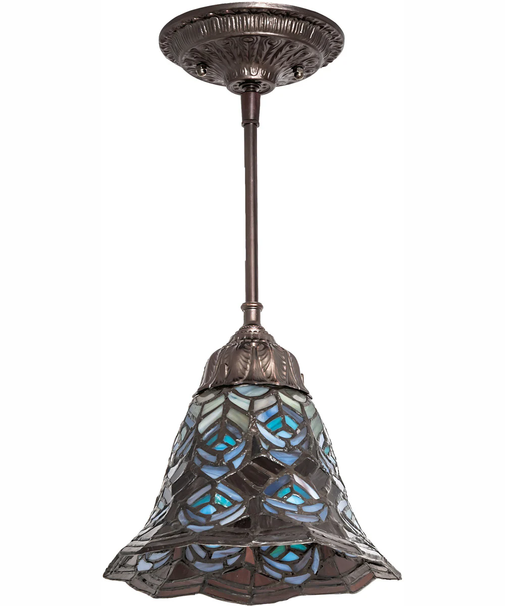8" Wide Tiffany Peacock Feather Mini Pendant - Image 3