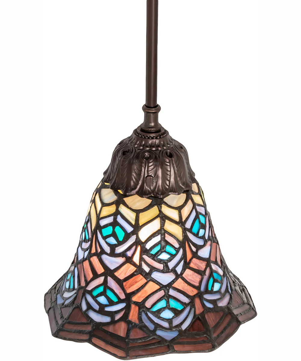 8" Wide Tiffany Peacock Feather Mini Pendant - Image 4