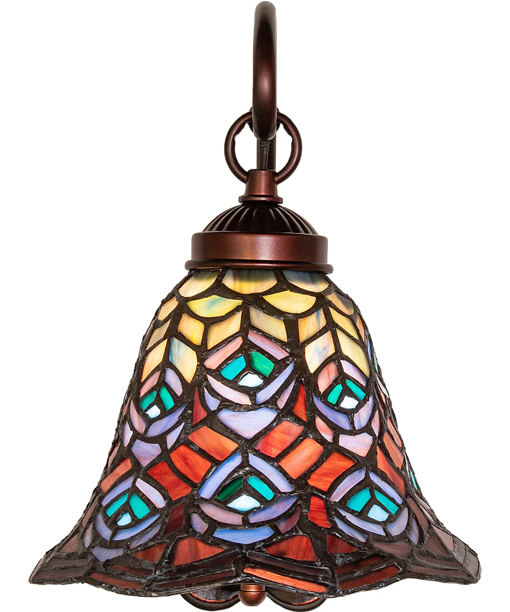 8" Wide Tiffany Peacock Feather Wall Sconce - Image 4