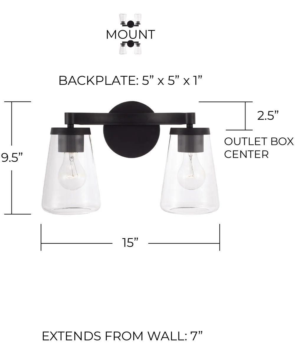 Aaron 2-Light Vanity Matte Black - Image 5