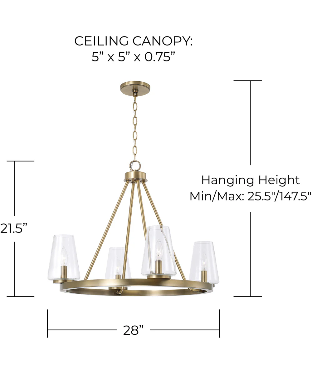 Aaron 4-Light Chandelier Aged Brass - Image 4
