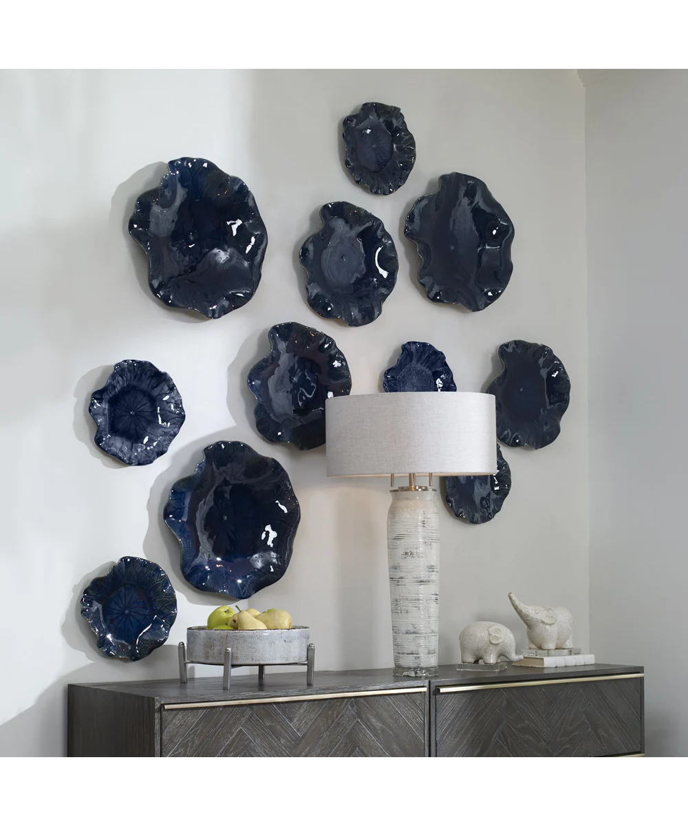 Abella Blue Ceramic Wall Decor, Set of 3 - Image 3