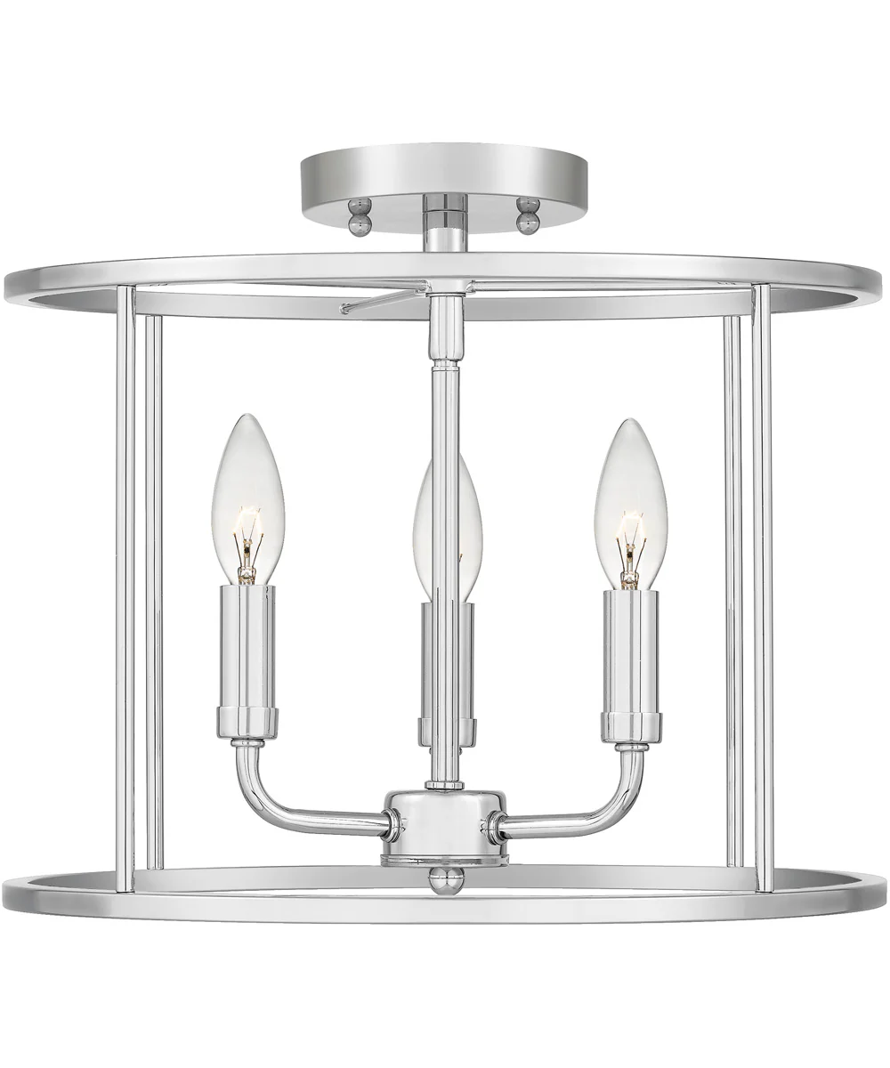 Abner 3-light Semi Flush Mount Polished Chrome