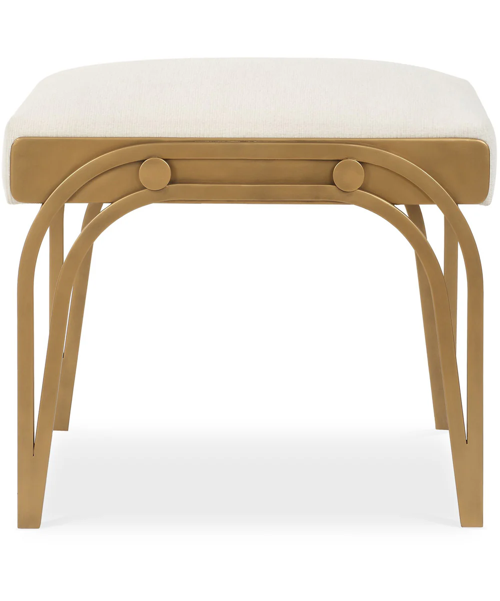 Accent Furniture with Fabric Cushion Antique Brushed Brass