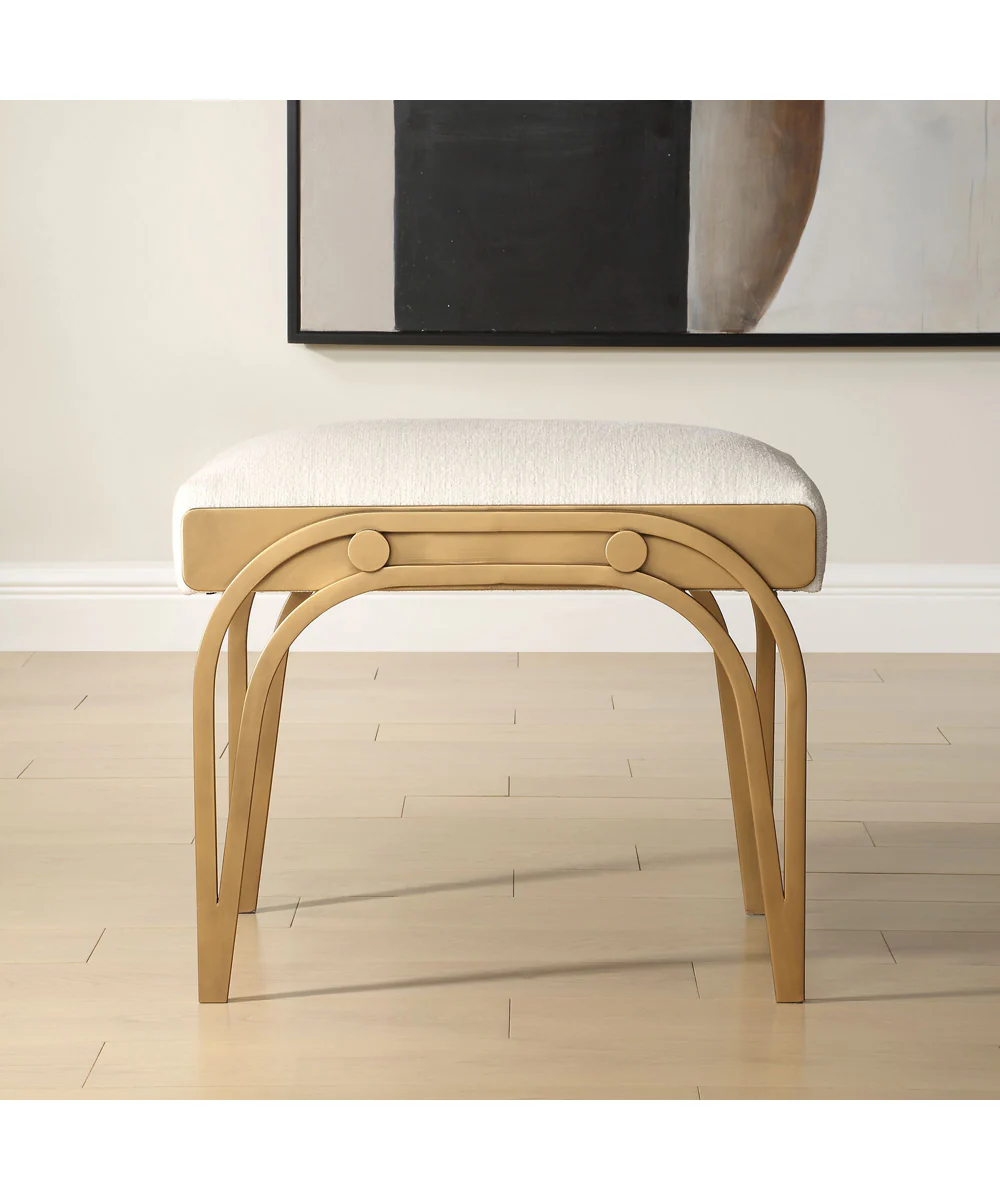 Accent Furniture with Fabric Cushion Antique Brushed Brass - Image 2