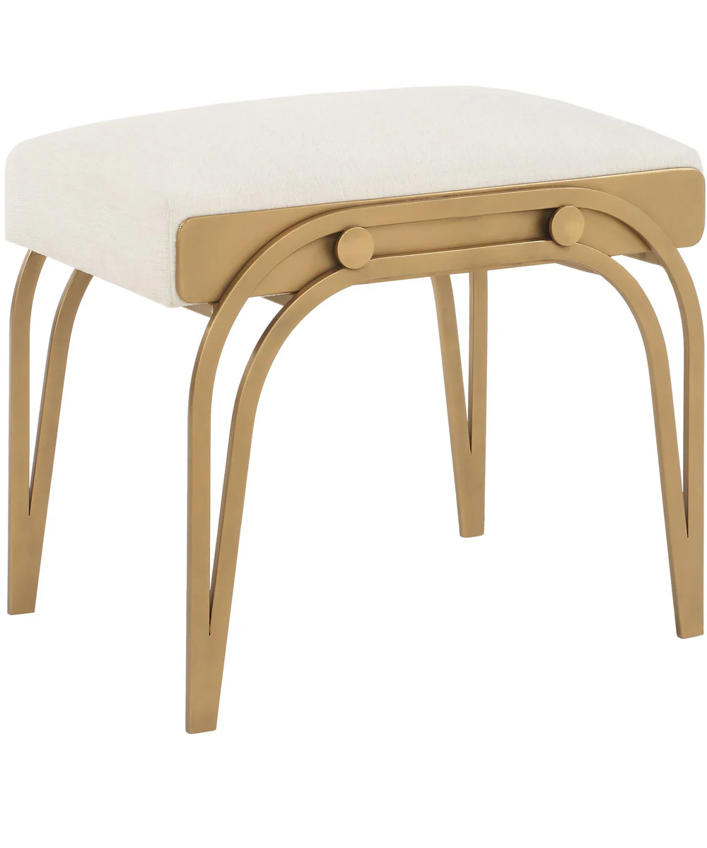 Accent Furniture with Fabric Cushion Antique Brushed Brass - Image 4
